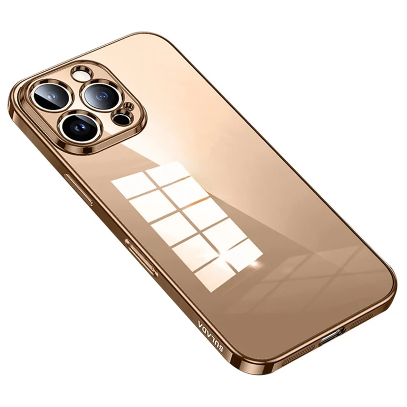 SULADA For iPhone 16 Pro Case Ultra-Thin Electroplated TPU Clear Phone Cover - Gold