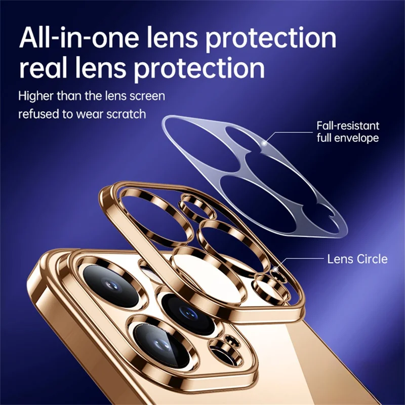 SULADA For iPhone 16 Pro Case Ultra-Thin Electroplated TPU Clear Phone Cover - Gold