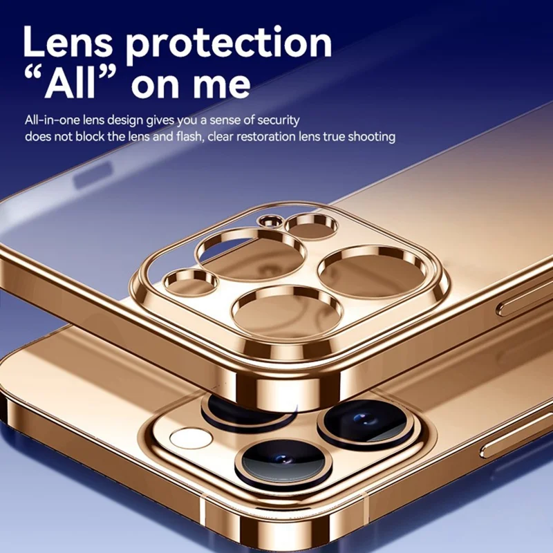 SULADA Para iPhone 16 Pro Max Case Electroplated AG Matte Anti-Impressões Digitais TPU Phone Cover - Dourado