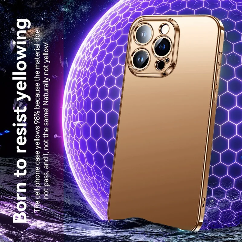 SULADA Para iPhone 16 Pro Max Case Electroplated AG Matte Anti-Impressões Digitais TPU Phone Cover - Dourado