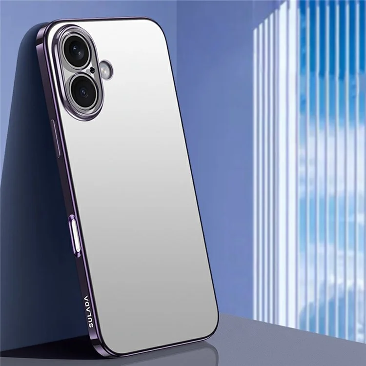Sulada Per Iphone 16 Plus Case Electroplated AG Matte Anti-Fingerprint TPU Cover Del Telefono - Viola