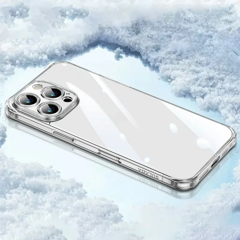 Sulada Para Iphone 16 Pro Clear Case TPU +caja de Teléfono a Prueba de Amortiguadores de Vidrio Templado - Transparente