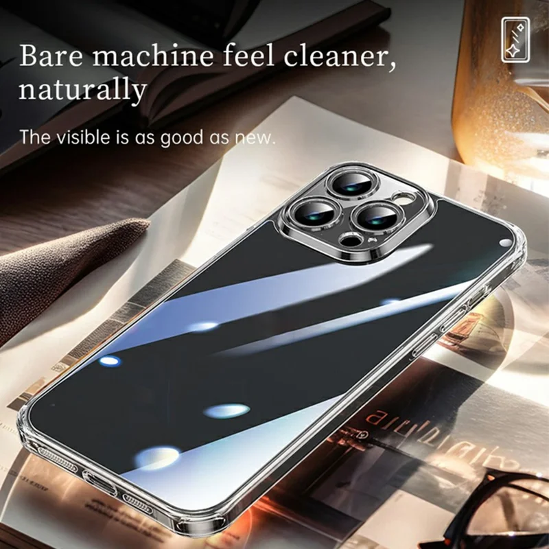 Sulada Para Iphone 16 Pro Clear Case TPU +caja de Teléfono a Prueba de Amortiguadores de Vidrio Templado - Transparente