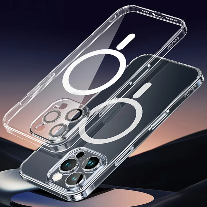 SULADA For iPhone 16 Pro Max Case Built-In Lens Film TPU+PC Phone Cover Compatible with MagSafe - Transparent
