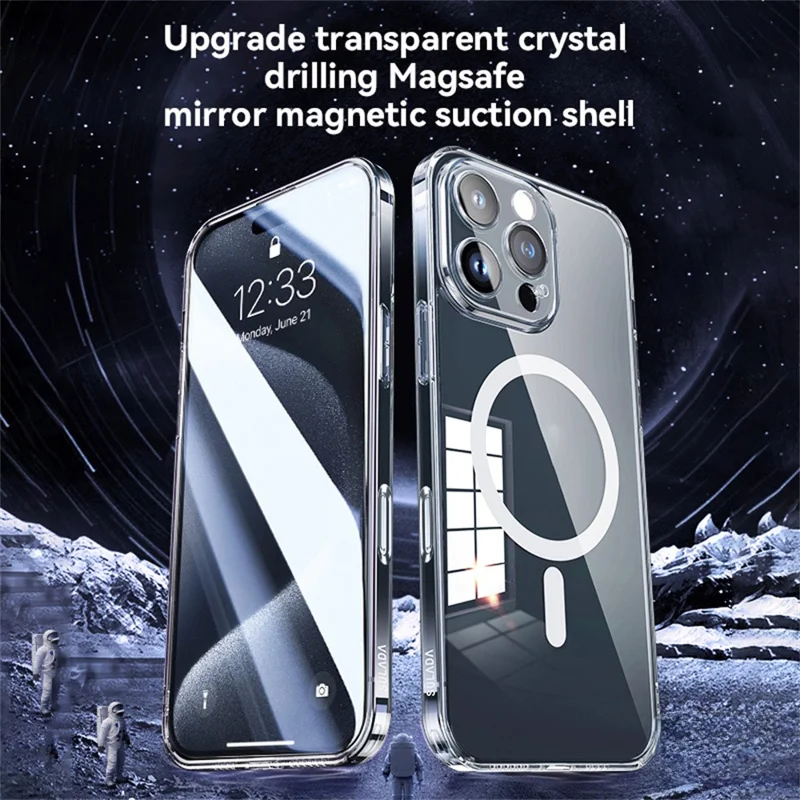 SULADA For iPhone 16 Pro Max Case Built-In Lens Film TPU+PC Phone Cover Compatible with MagSafe - Transparent