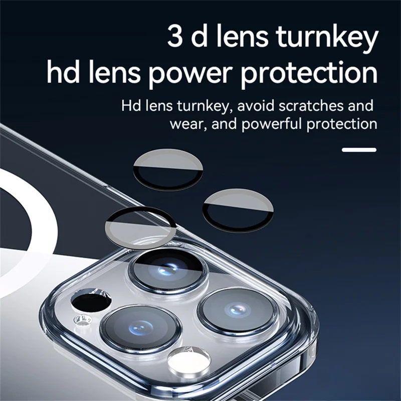 SULADA For iPhone 16 Pro Max Case Built-In Lens Film TPU+PC Phone Cover Compatible with MagSafe - Transparent