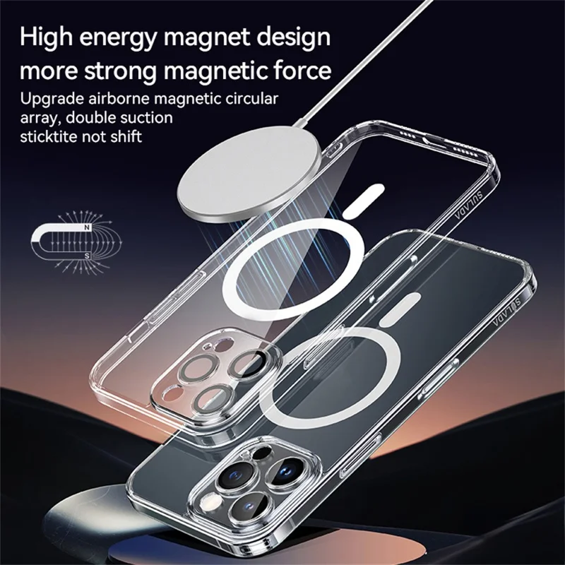 SULADA For iPhone 16 Pro Max Case Built-In Lens Film TPU+PC Phone Cover Compatible with MagSafe - Transparent