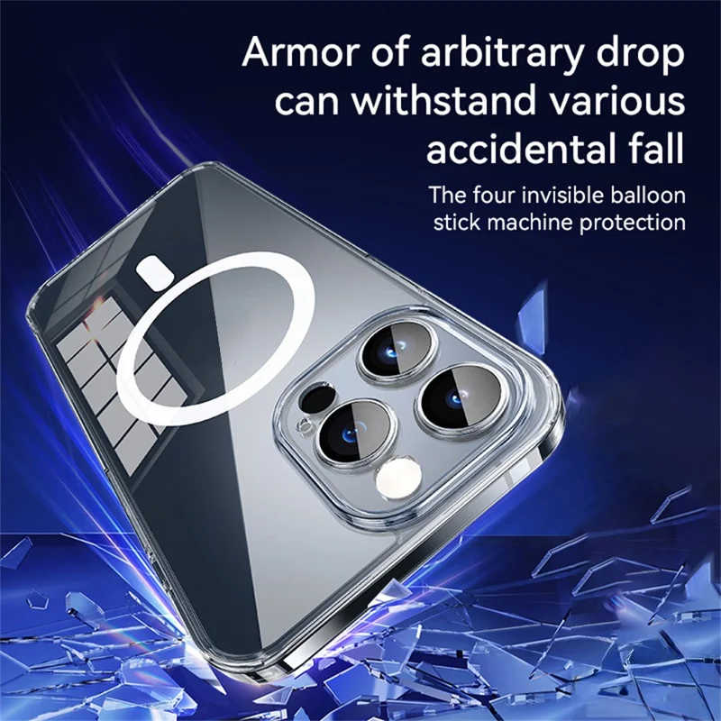 SULADA For iPhone 16 Pro Max Case Built-In Lens Film TPU+PC Phone Cover Compatible with MagSafe - Transparent