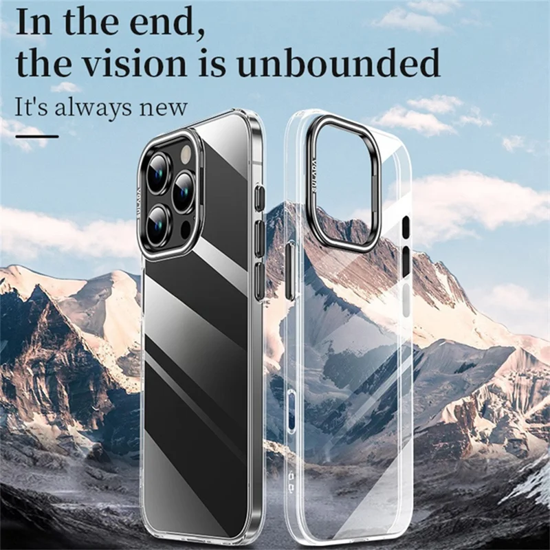 SULADA For iPhone 16 Pro Max Case Folding Camera Kickstand TPU+PC Clear Phone Cover - Black