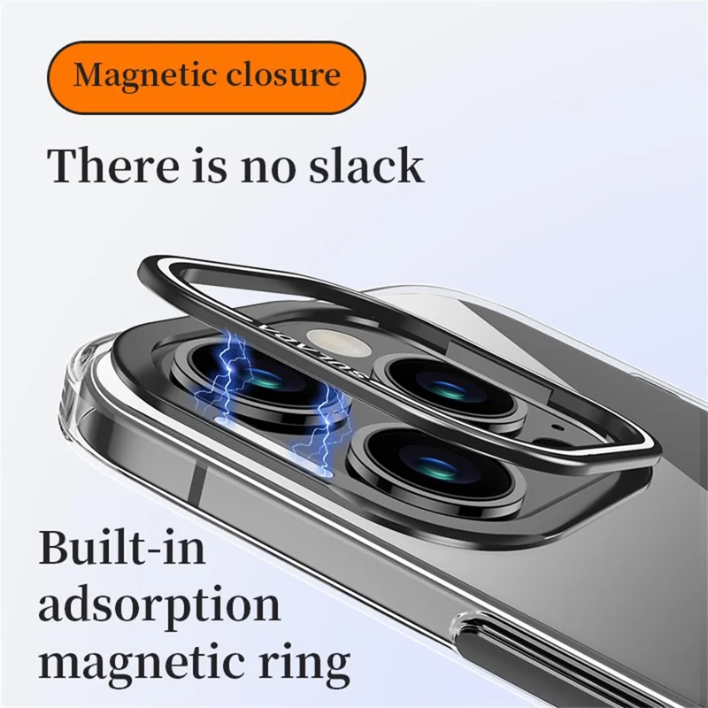 SULADA For iPhone 16 Pro Max Case Folding Camera Kickstand TPU+PC Clear Phone Cover - Black