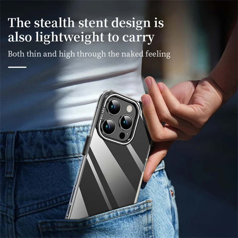 SULADA For iPhone 16 Pro Case Folding Camera Kickstand TPU+PC Clear Phone Cover - Black
