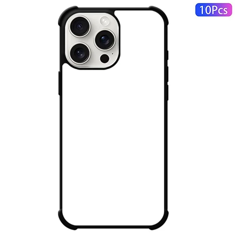 10 Stück / Packung für iPhone 16 Pro Case Four Corners Anti-Drop PC+TPU Phone Cover Support Heat Transfer Printing