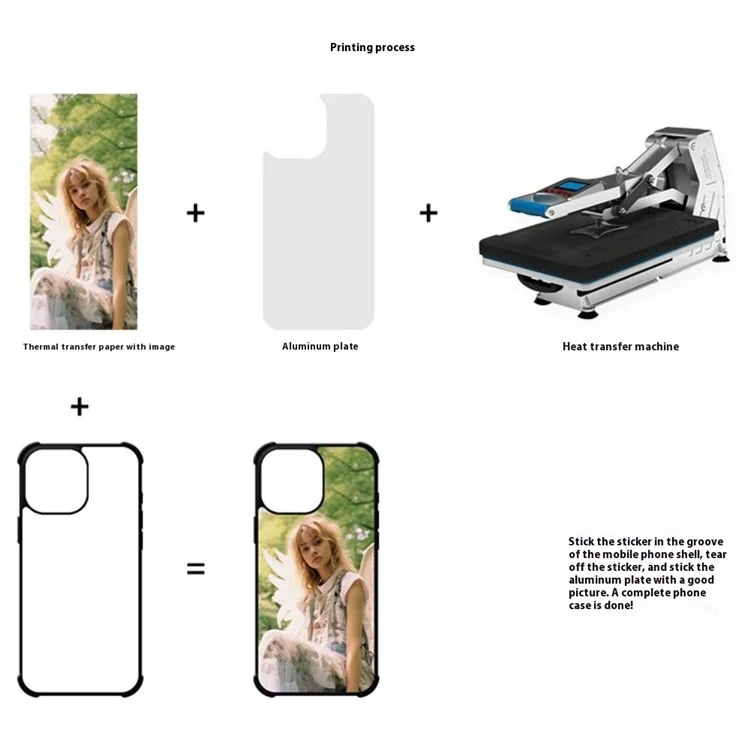 10 Stück / Packung für iPhone 16 Pro Case Four Corners Anti-Drop PC+TPU Phone Cover Support Heat Transfer Printing