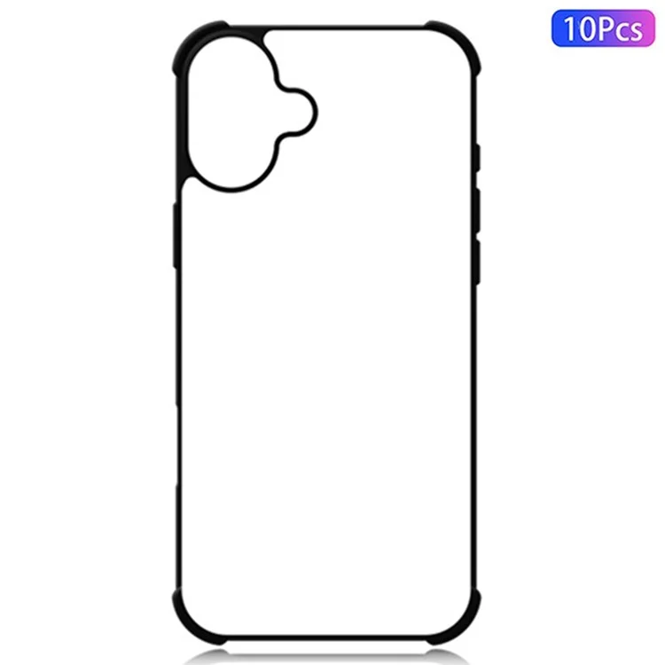 10 piezas / paquete para iPhone 16 Plus Case Four Corners Anti-Drop PC+TPU Phone Cover Support Heat Transfer Printing