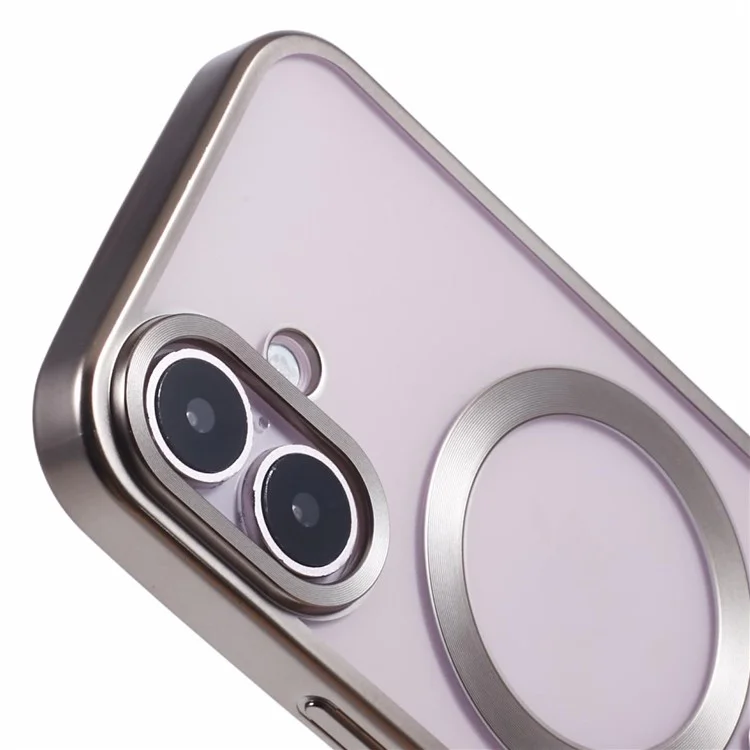 For iPhone 16 Case Matte Electroplating Phone Cover Compatible with MagSafe - Titanium Grey