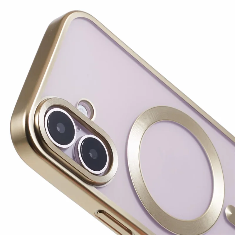 For iPhone 16 Case Matte Electroplating Phone Cover Compatible with MagSafe - Yellow