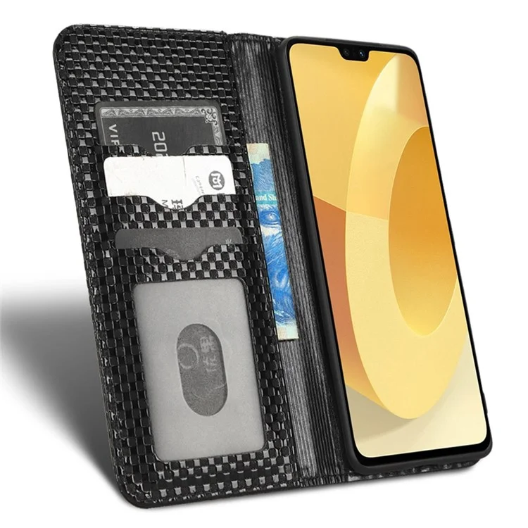 Para Vivo S12 Full Protection PU Cuero Case de Cuero Textura Magnética Autoconsorbida de la Billetera Cubierta Del Teléfono Celular - Negro