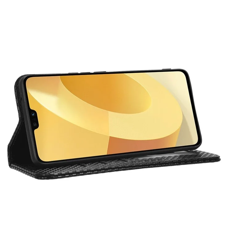 Para Vivo S12 Full Protection PU Cuero Case de Cuero Textura Magnética Autoconsorbida de la Billetera Cubierta Del Teléfono Celular - Negro