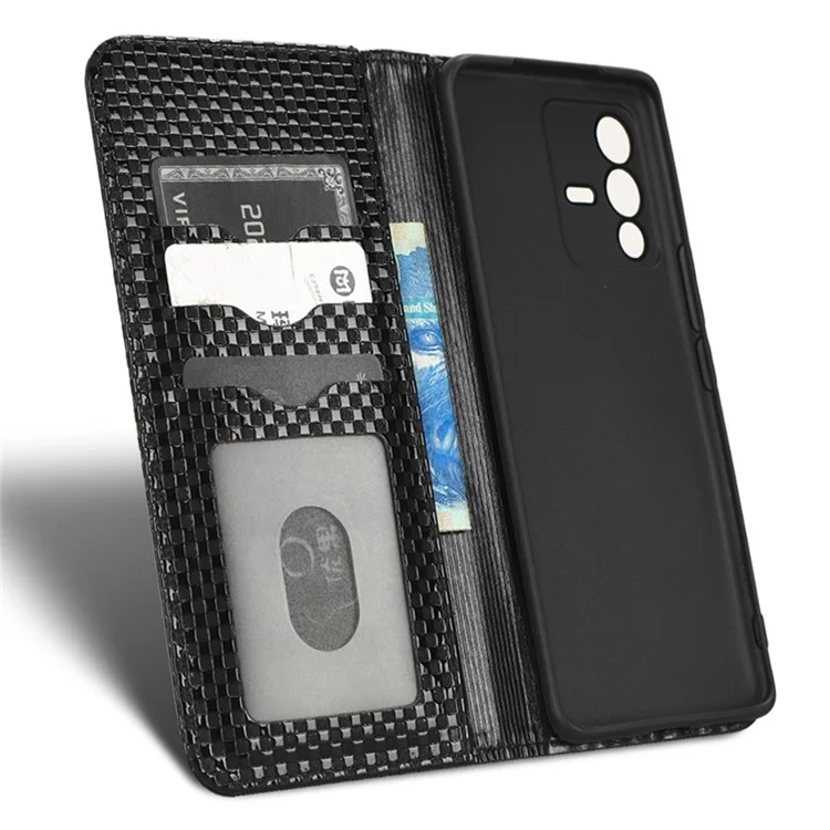 Para Vivo S12 Full Protection PU Cuero Case de Cuero Textura Magnética Autoconsorbida de la Billetera Cubierta Del Teléfono Celular - Negro