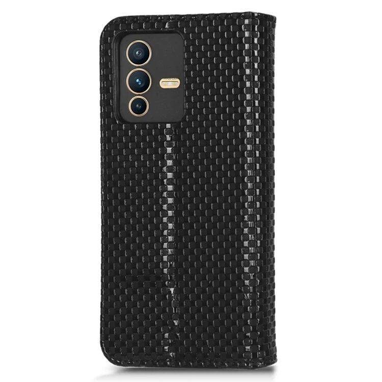 Para Vivo S12 Full Protection PU Cuero Case de Cuero Textura Magnética Autoconsorbida de la Billetera Cubierta Del Teléfono Celular - Negro