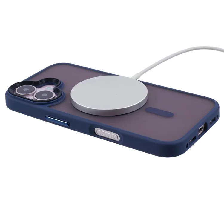 Pour Iphone 16 Plus Case Compatible Avec Magsafe Tpu + pc Caxe de Téléphone à Finition Caoutchoutée - Bleu