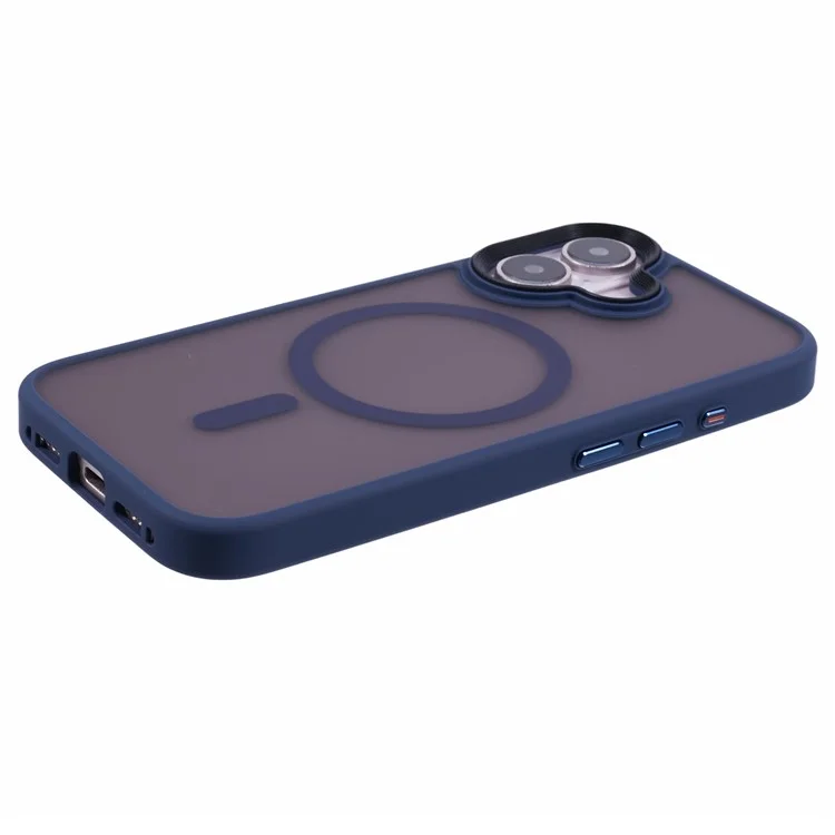 Pour Iphone 16 Plus Case Compatible Avec Magsafe Tpu + pc Caxe de Téléphone à Finition Caoutchoutée - Bleu