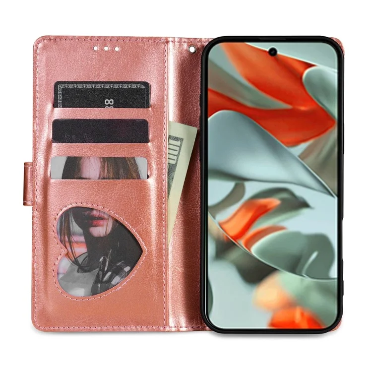 Für Google Pixel 9 Pro / Pixel 9 Stand Hülle Glitter Telefon Leder Cover Reißverschluss Tasche - Roségold