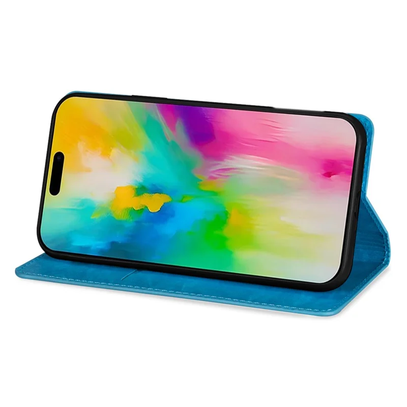 Для Iphone 16 Plus Case Блестящая Кожа Pu+complot Plot Cople Cople Tpu - Синий