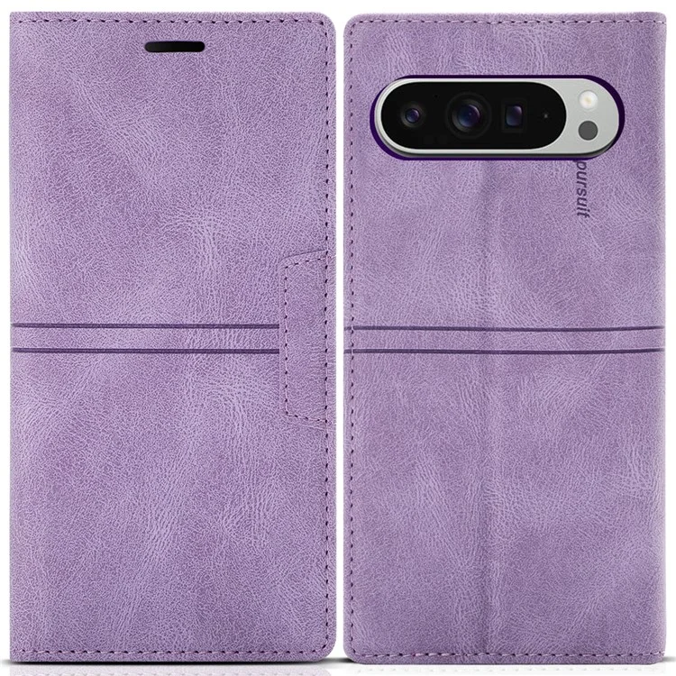 Für Google Pixel 9 Pro / Pixel 9 Wallet Case Magnetic Schließende Leder Telefonabdeckung - Lila