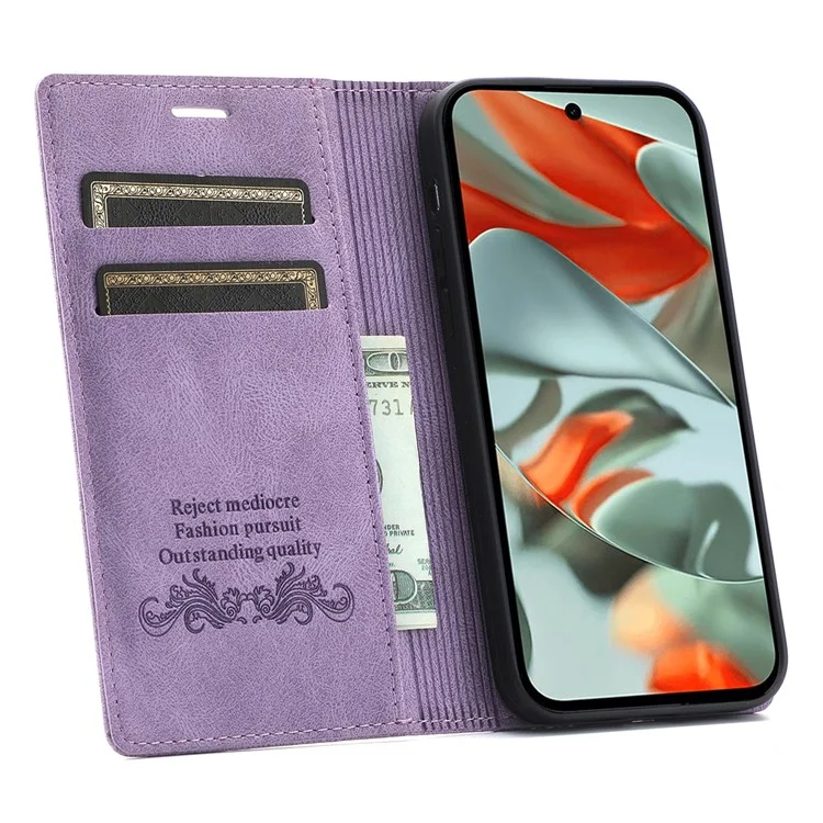 Für Google Pixel 9 Pro / Pixel 9 Wallet Case Magnetic Schließende Leder Telefonabdeckung - Lila