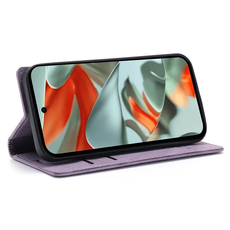 Für Google Pixel 9 Pro / Pixel 9 Wallet Case Magnetic Schließende Leder Telefonabdeckung - Lila