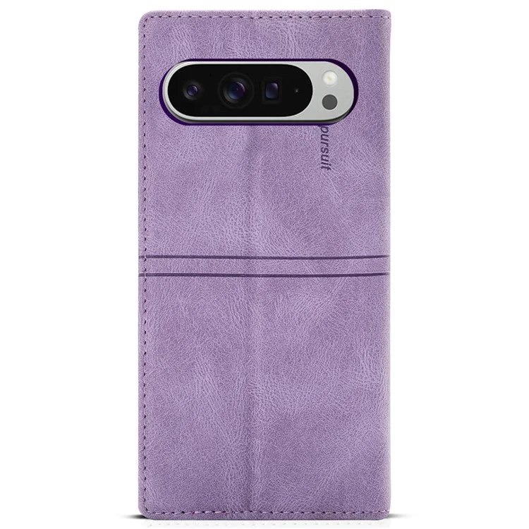 Für Google Pixel 9 Pro / Pixel 9 Wallet Case Magnetic Schließende Leder Telefonabdeckung - Lila