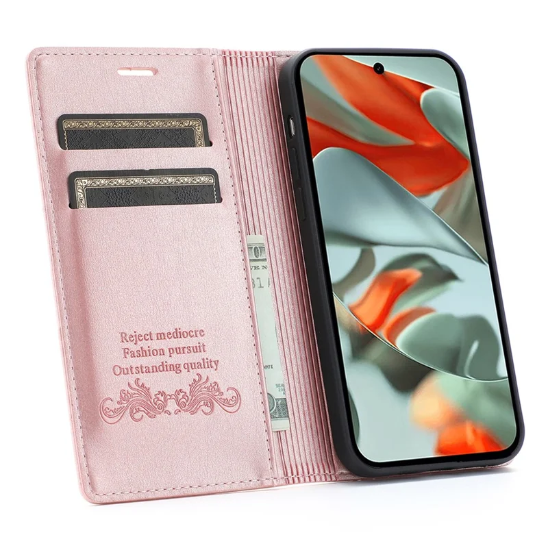 For Google Pixel 9 Pro XL Wallet Case Magnetic Closing Leather Phone Cover - Rose Gold