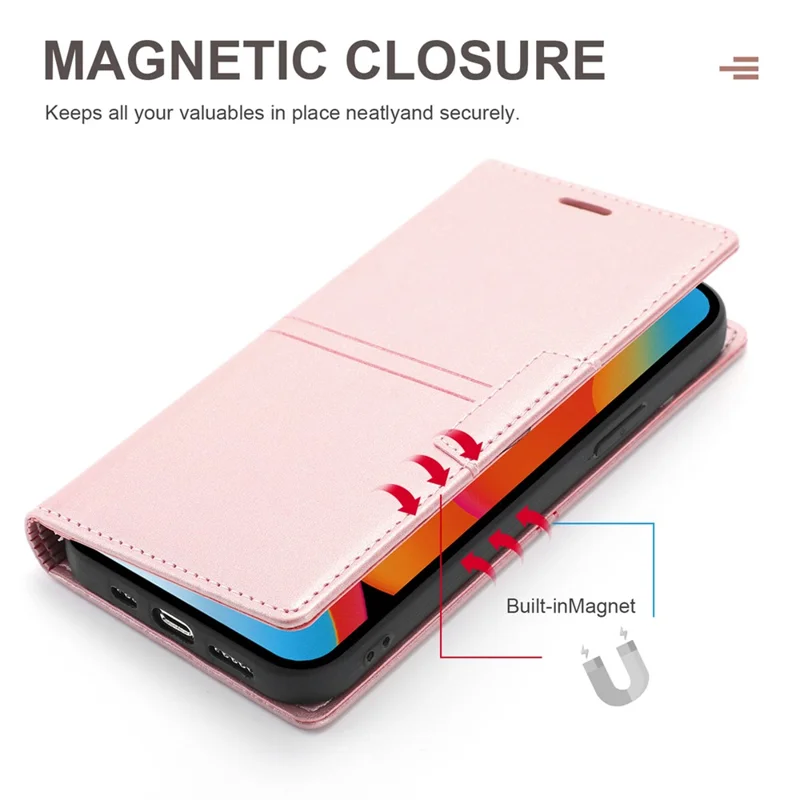 For Google Pixel 9 Pro XL Wallet Case Magnetic Closing Leather Phone Cover - Rose Gold