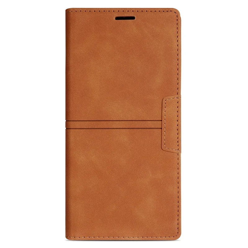 For iPhone 16 Wallet Case Magnetic Closing Leather Phone Cover - Brown