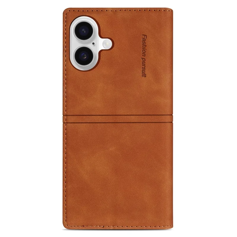 For iPhone 16 Wallet Case Magnetic Closing Leather Phone Cover - Brown