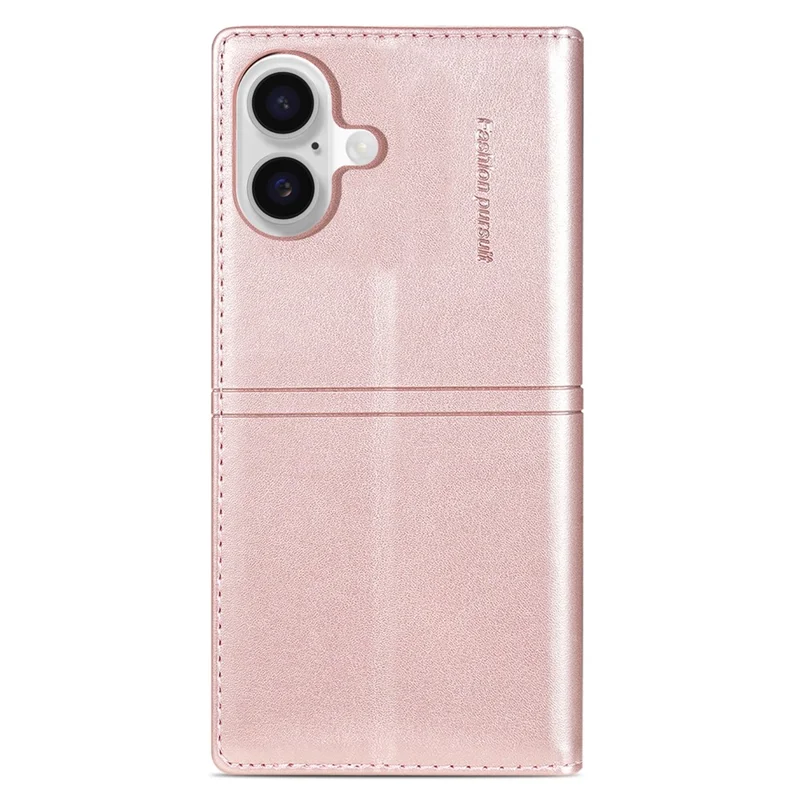 For iPhone 16 Plus Wallet Case Magnetic Closing Leather Phone Cover - Rose Gold