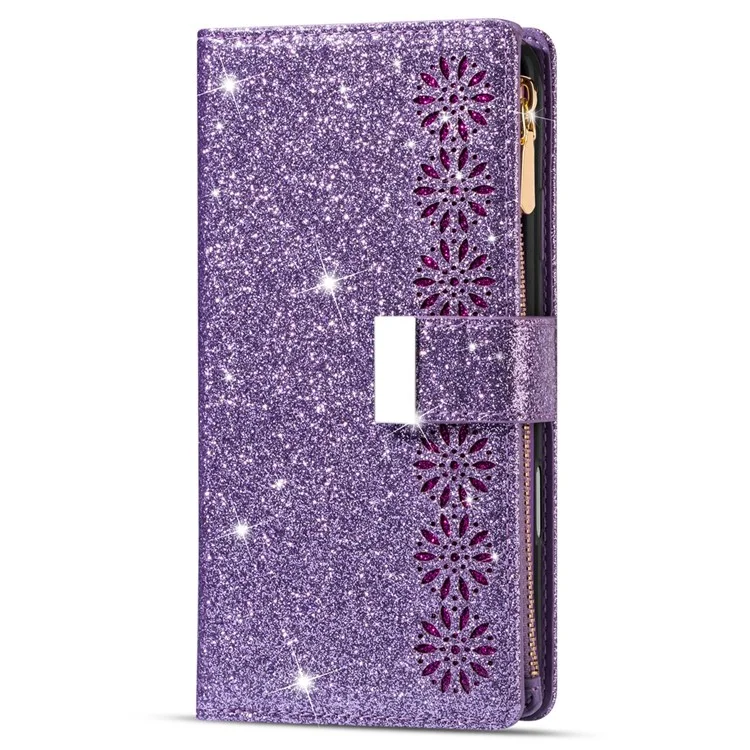 Per Iphone 16 Case Starry Sky Intaglio Del Portafoglio in Pelle Per il Telefono - Viola