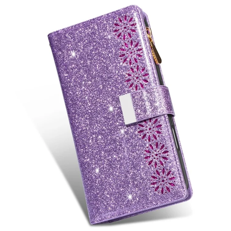 Per Iphone 16 Case Starry Sky Intaglio Del Portafoglio in Pelle Per il Telefono - Viola