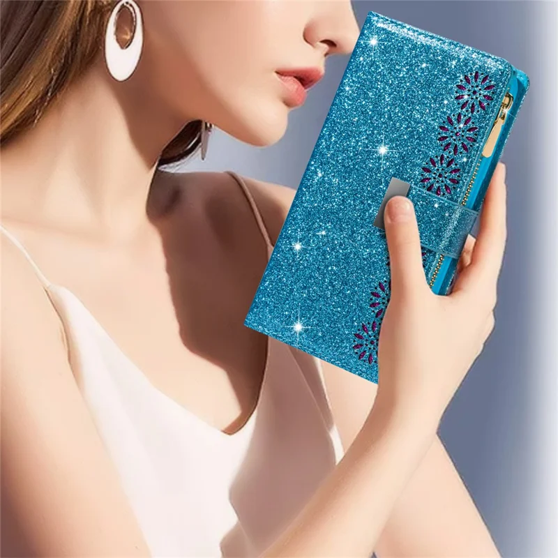 Для Iphone 16 Plus Case Starry Sky Carging Leather Wallet Cover Phone - Синий