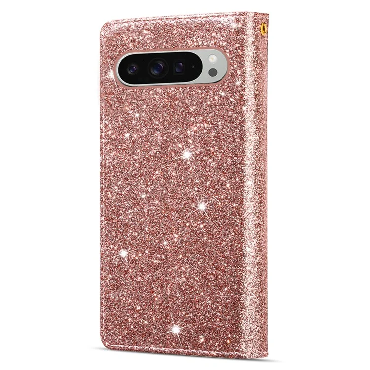 Para Google Pixel 9 Pro / Píxel 9 Case Starry Sky Talling Leather Tallet Telep Cover - Oro Rosa