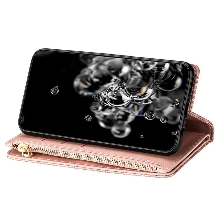 Para Google Pixel 9 Pro / Píxel 9 Case Starry Sky Talling Leather Tallet Telep Cover - Oro Rosa