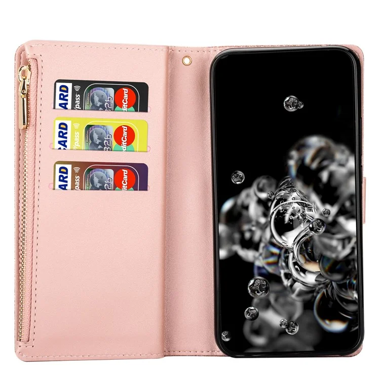 Para Google Pixel 9 Pro / Píxel 9 Case Starry Sky Talling Leather Tallet Telep Cover - Oro Rosa