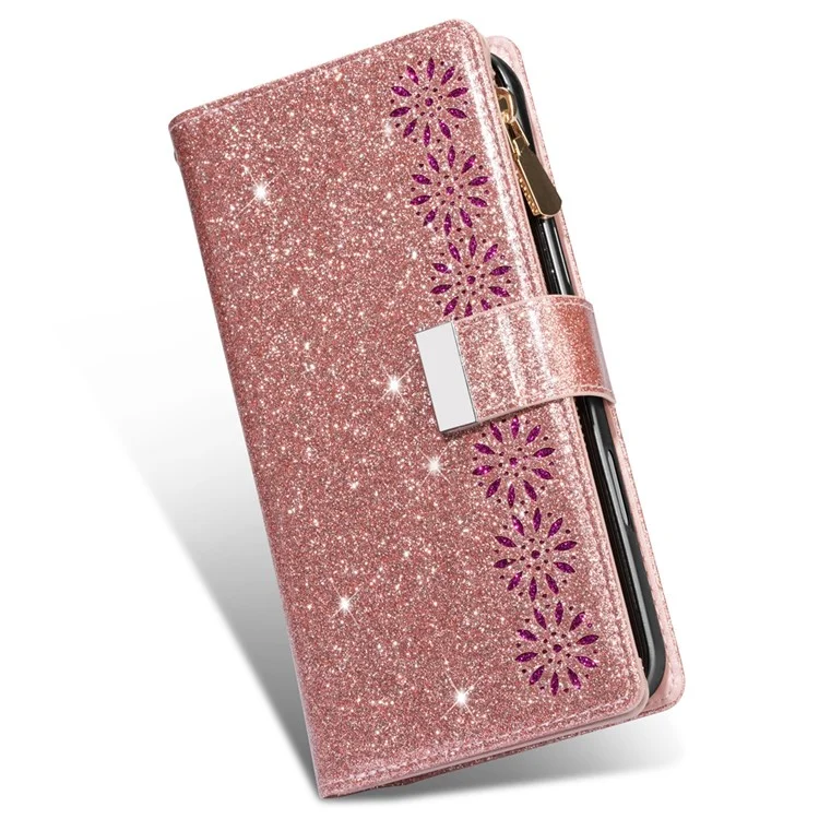 Para Google Pixel 9 Pro / Píxel 9 Case Starry Sky Talling Leather Tallet Telep Cover - Oro Rosa