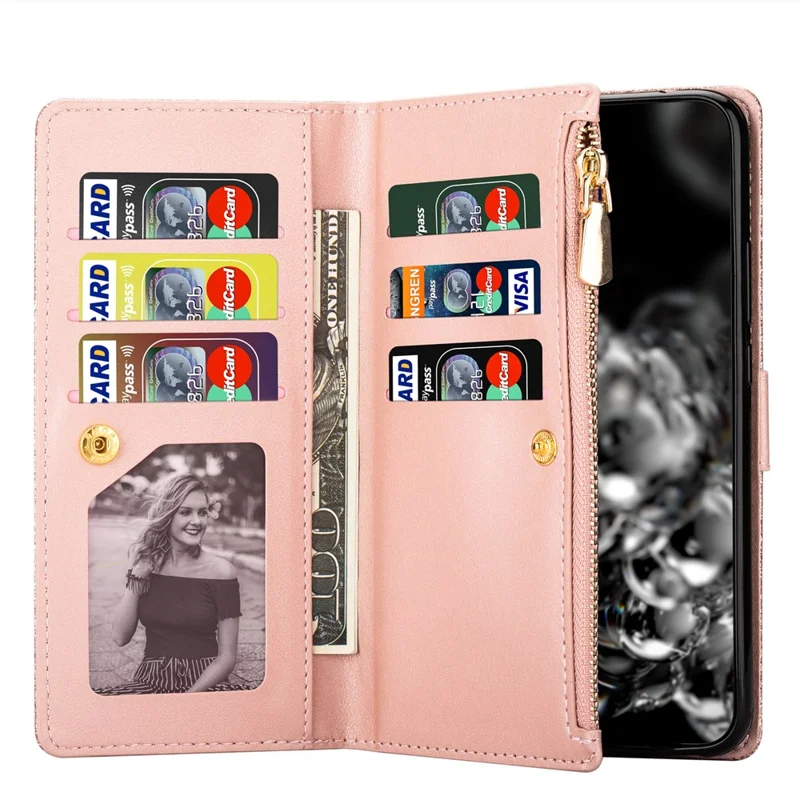 For Google Pixel 9 Pro XL Case Starry Sky Carving Leather Wallet Phone Cover - Rose Gold