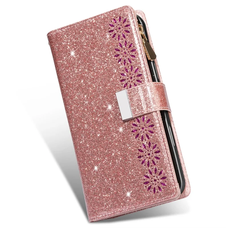 For Google Pixel 9 Pro XL Case Starry Sky Carving Leather Wallet Phone Cover - Rose Gold