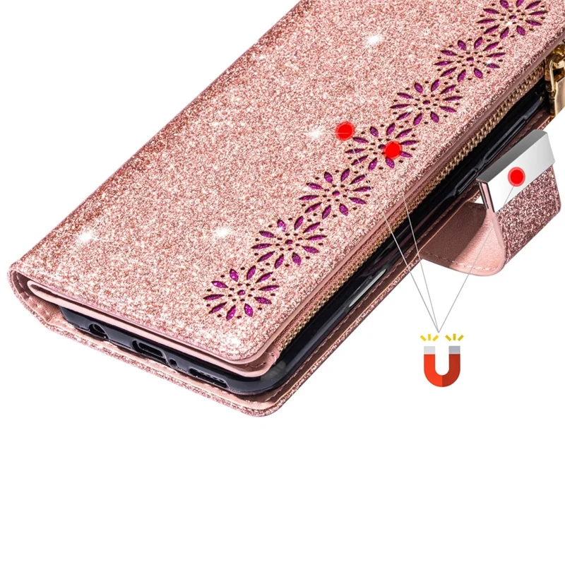 For Google Pixel 9 Pro XL Case Starry Sky Carving Leather Wallet Phone Cover - Rose Gold