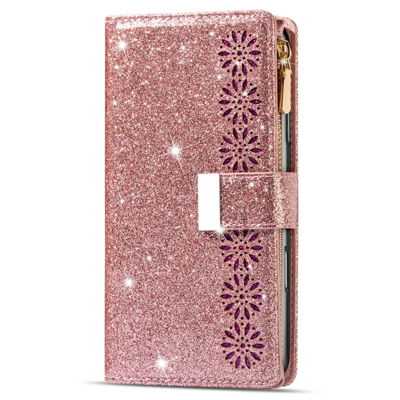 For Google Pixel 9 Pro XL Case Starry Sky Carving Leather Wallet Phone Cover - Rose Gold
