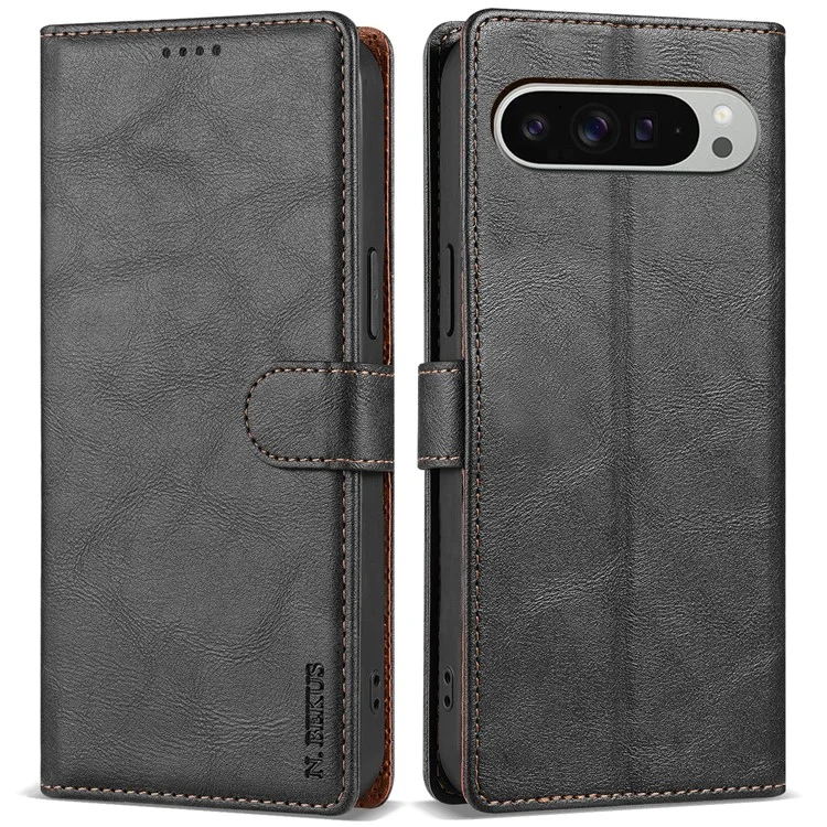 n. Bekus CSJ-001 Para Google Pixel 9 Pro XL Stand Case PU Cubierta de Teléfono de Cuero de Cuero - Negro