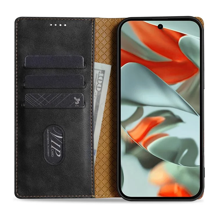 n. Bekus CSJ-001 Para Google Pixel 9 Pro XL Stand Case PU Cubierta de Teléfono de Cuero de Cuero - Negro